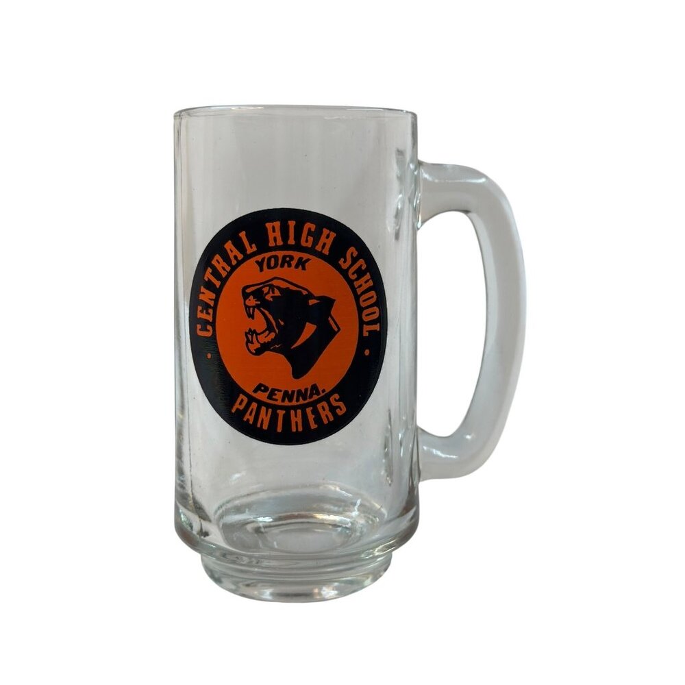 VTG‎ Central High School York Panthers Glass Mug Beer Stein Retro Collectible